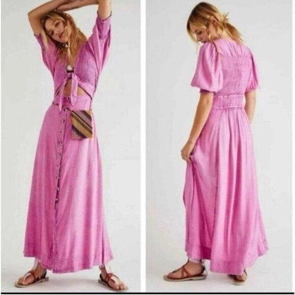 Free People Dresses & Skirts - Free People String of Hearts Maxi Dress in Pink Size XS